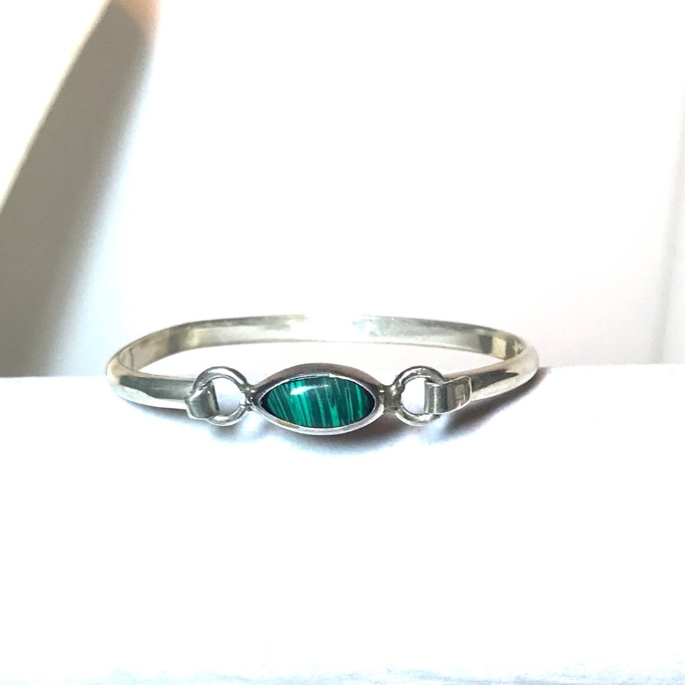 Sterling Handmade Taxco Malachite Bracelet